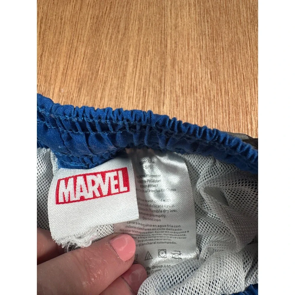 Marvel Swim Trunks Kids Size 5/6 Black Avengers Graphic Board Shorts Striped